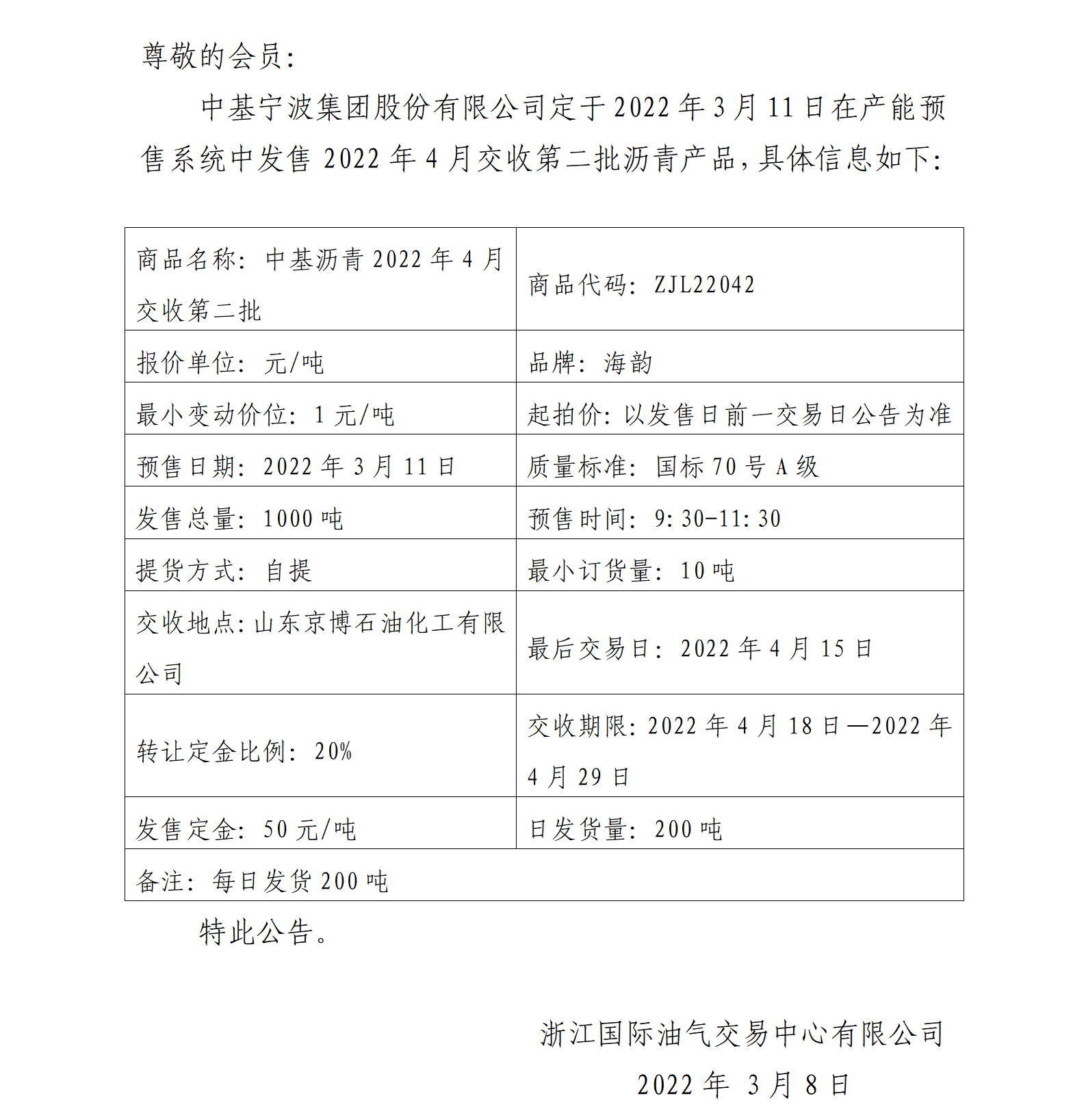 關(guān)于中基寧波集團股份有限公司預(yù)售2022年4月交收第二批瀝青產(chǎn)品的公告_01.png