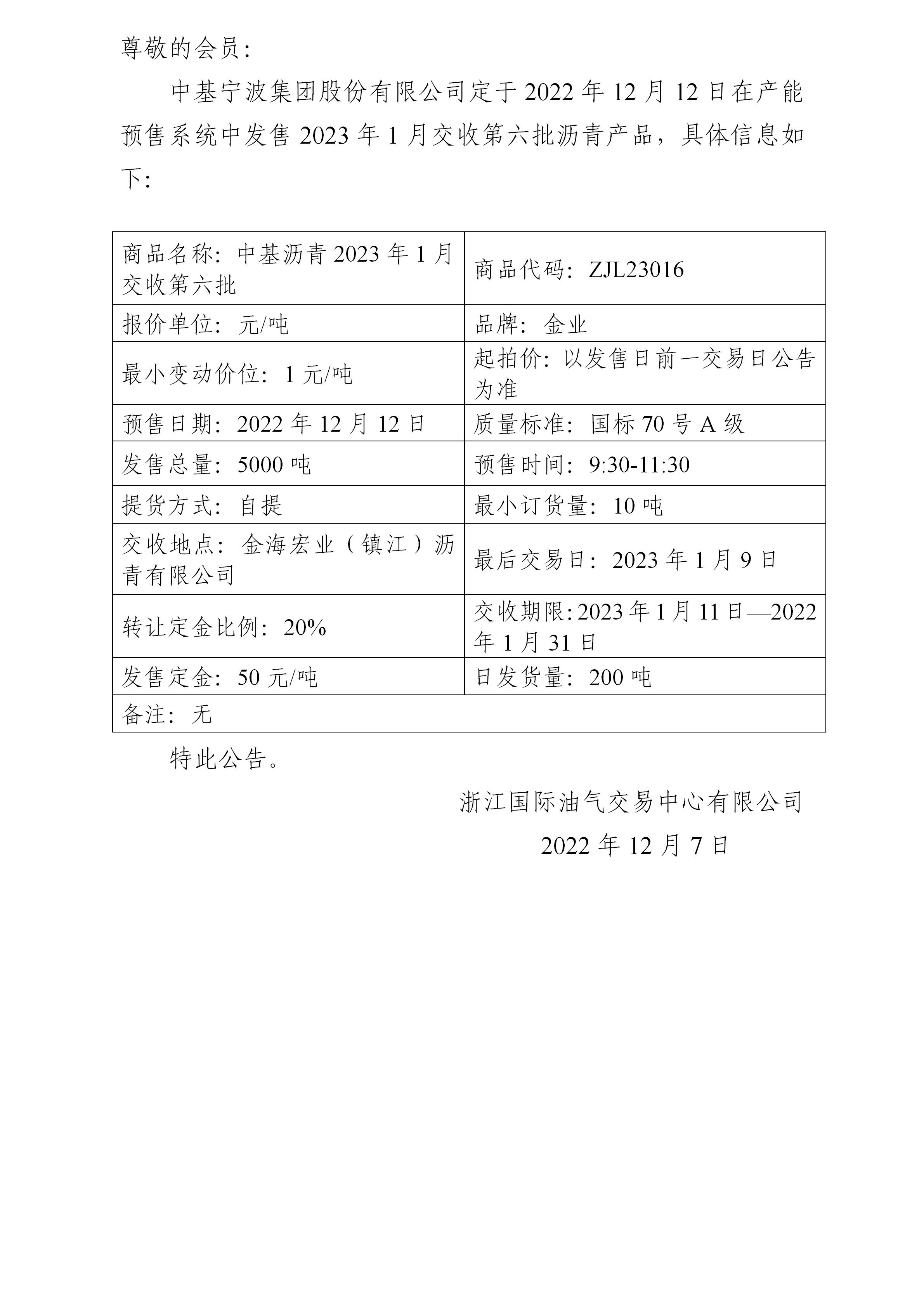 關于中基寧波集團股份有限公司預售2023年1月交收第六批瀝青產品的公告_01.jpg