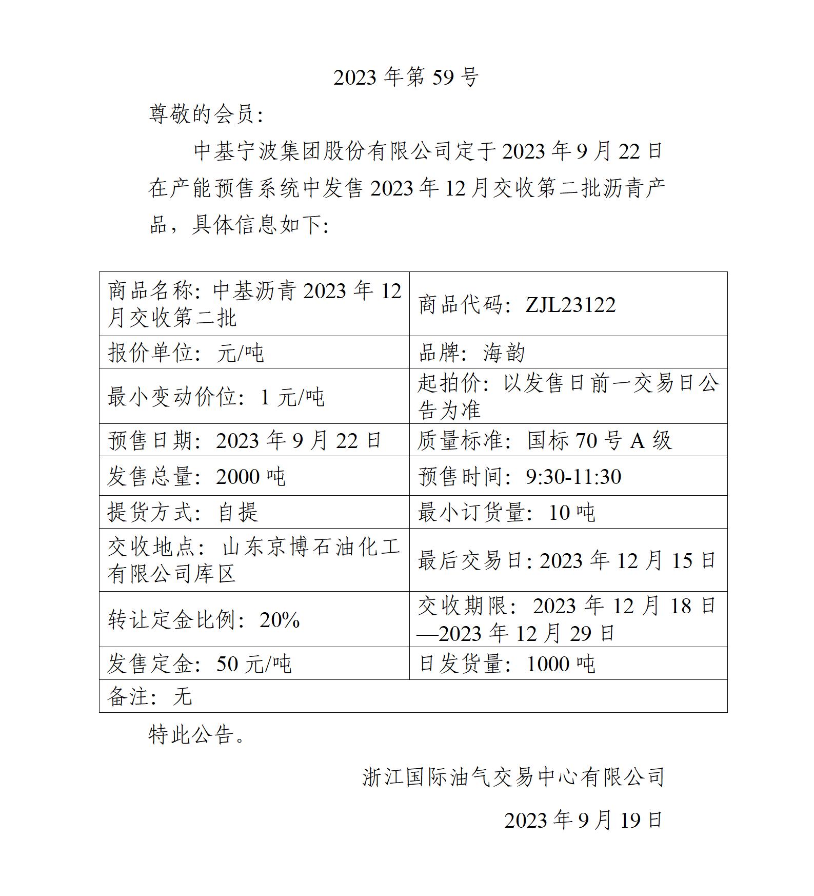 關(guān)于中基寧波集團股份有限公司預售2023年12月交收第二批瀝青產(chǎn)品的公告_01.jpg