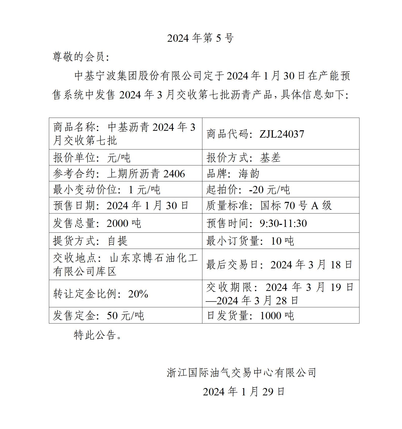 關于中基寧波集團股份有限公司預售2024年3月交收第七批瀝青產品的公告_01.jpg