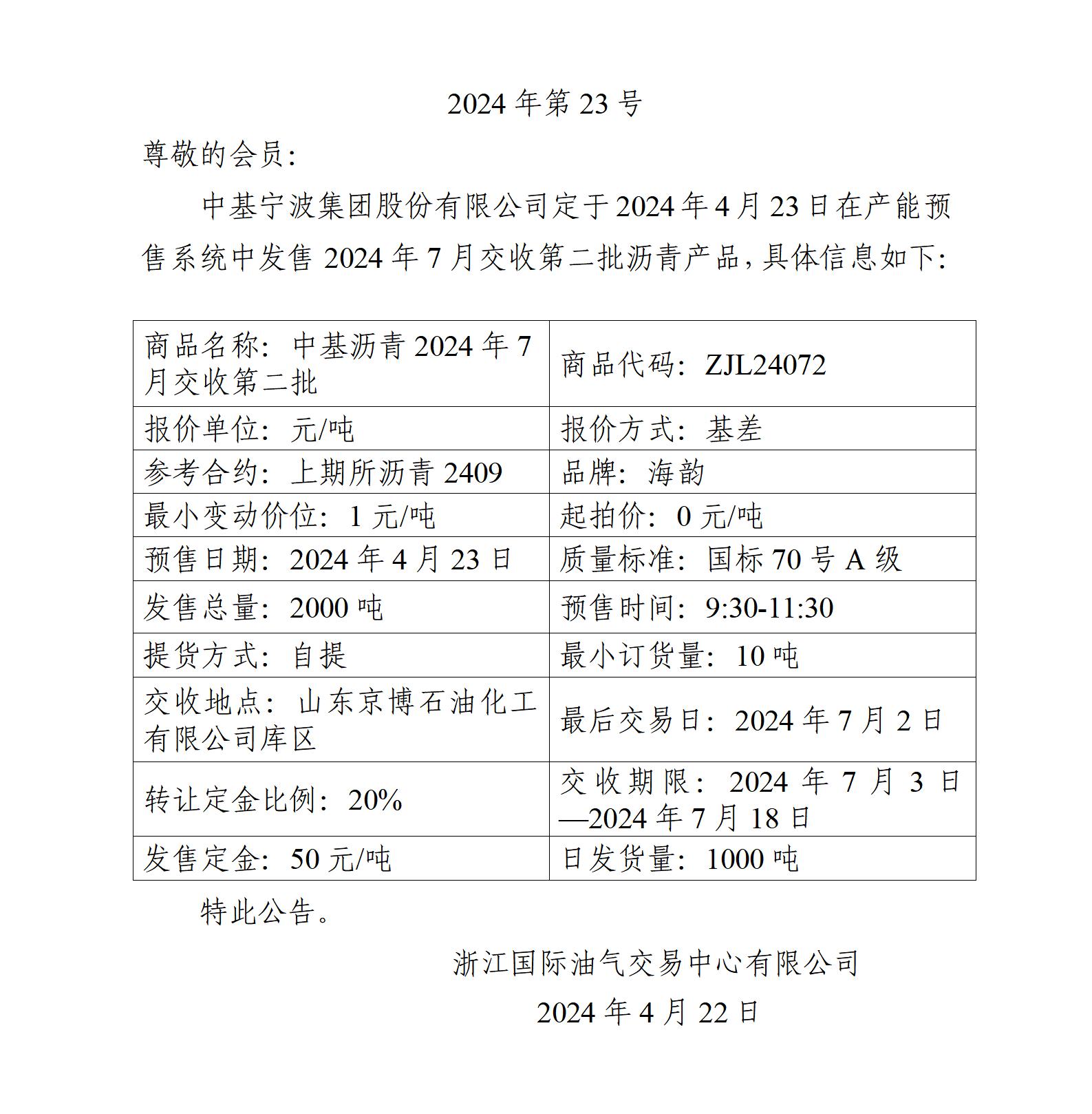 關(guān)于中基寧波集團(tuán)股份有限公司預(yù)售2024年7月交收第二批瀝青產(chǎn)品的公告_01.jpg