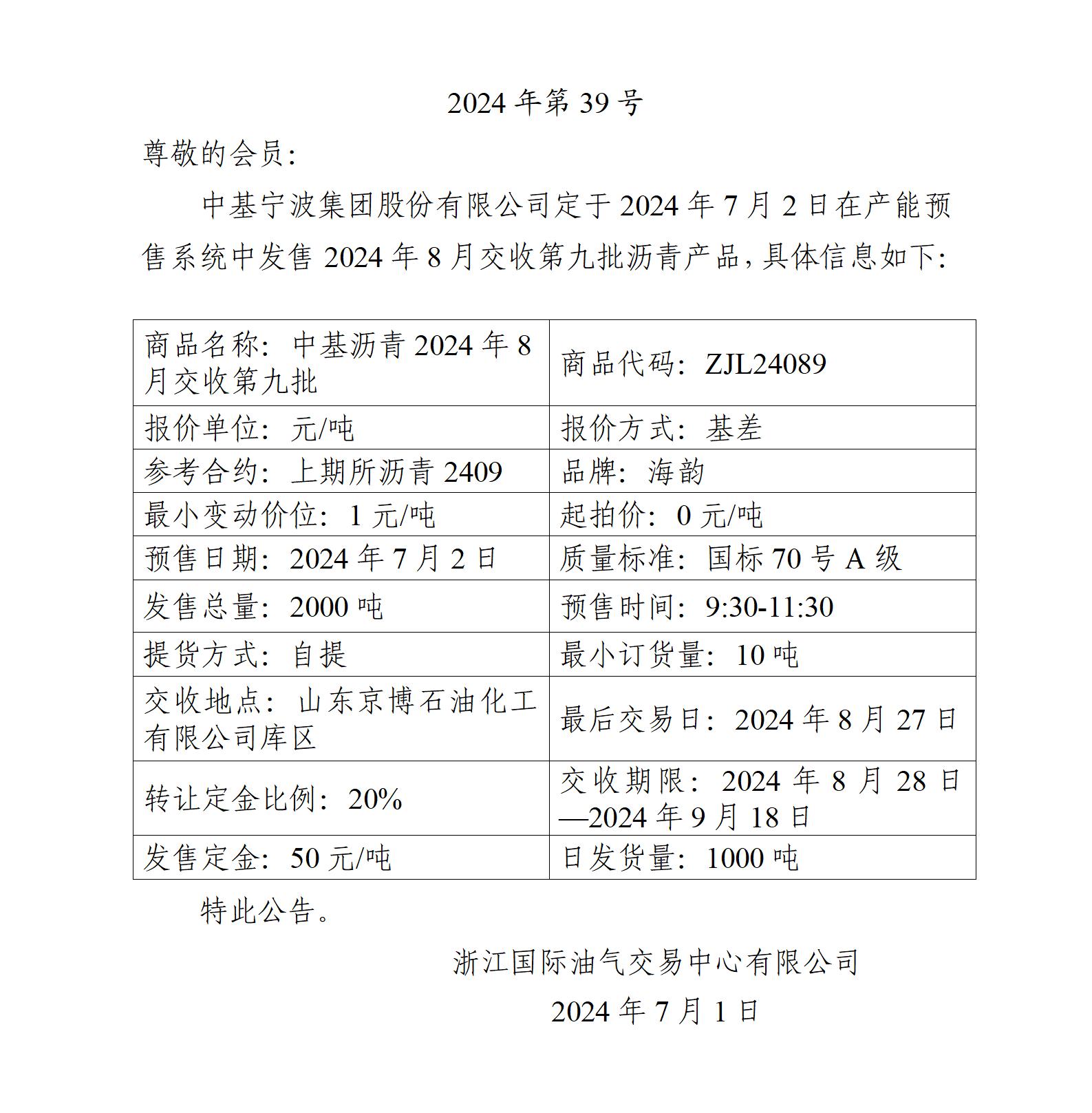 關于中基寧波集團股份有限公司預售2024年8月交收第九批瀝青產(chǎn)品的公告_01.jpg