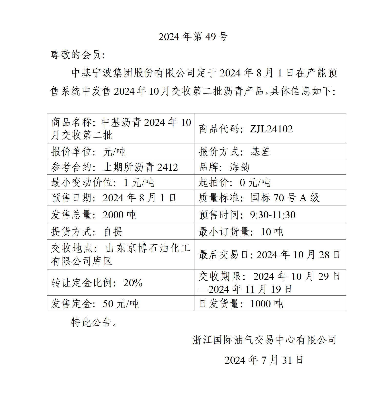 關(guān)于中基寧波集團(tuán)股份有限公司預(yù)售2024年10月交收第二批瀝青產(chǎn)品的公告_01.jpg