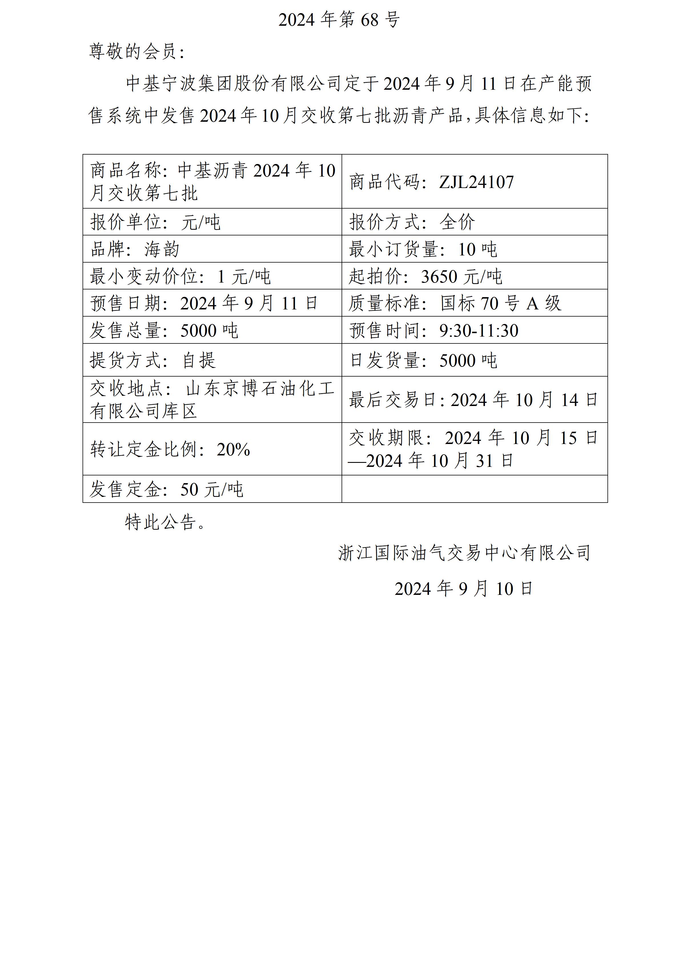 關于中基寧波集團股份有限公司預售2024年10月交收第七批瀝青產(chǎn)品的公告_01.jpg